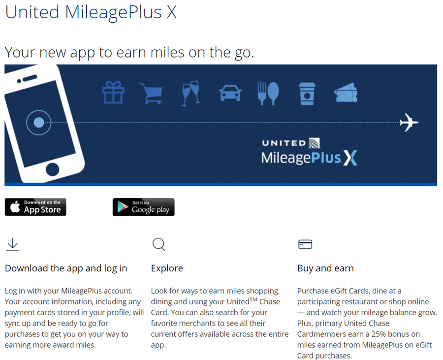 Earn UA miles right away – Buy eGift Cards through the United MileagePlus X app